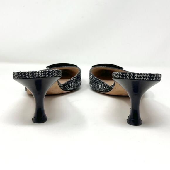 Manolo Blahnik Houndstooth Pointed Mules with Buckle Size 41 - Picture 5 of 8
